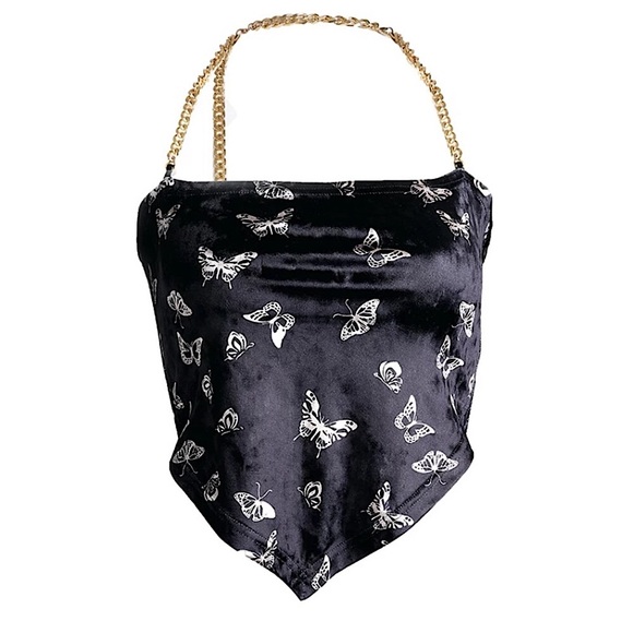 Velvet butterfly chain halter top - Picture 16 of 16